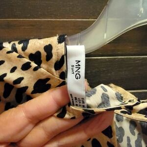 MNG Suit By Mango Long Sleebed Leopard Print Blouse, Size 6